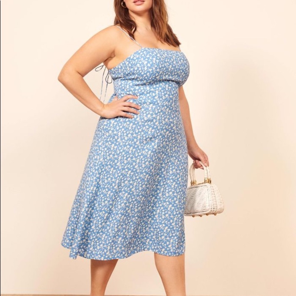 Reformation Marie Blue Floral Midi Dress Size 18
